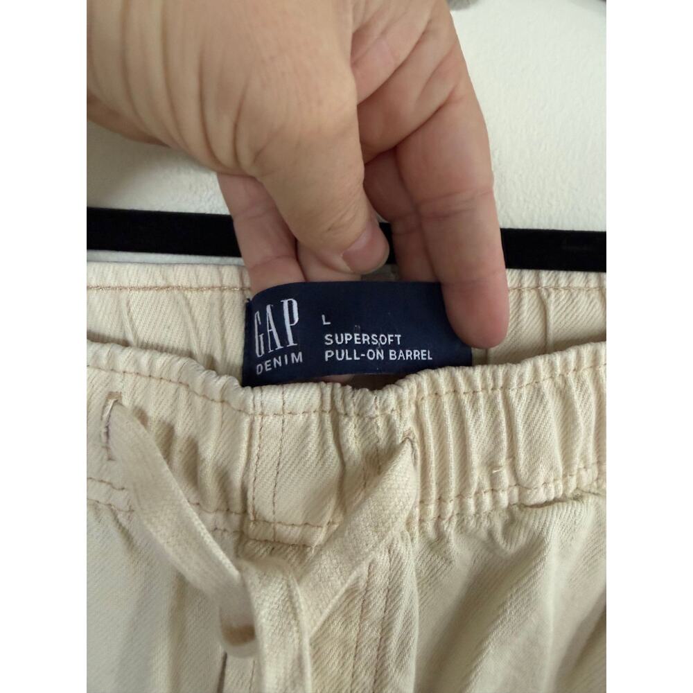 GAP Super Soft Pull On Barrel Pants Cream Size L - Picture 5 of 5